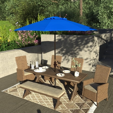 Havenside Home Okaloosa 9' Rd.Crank Lift Tilting, Aluminum Pole Fiberglass Rib Patio Umbrella Sunbrella Fabric by Pacific Blue
