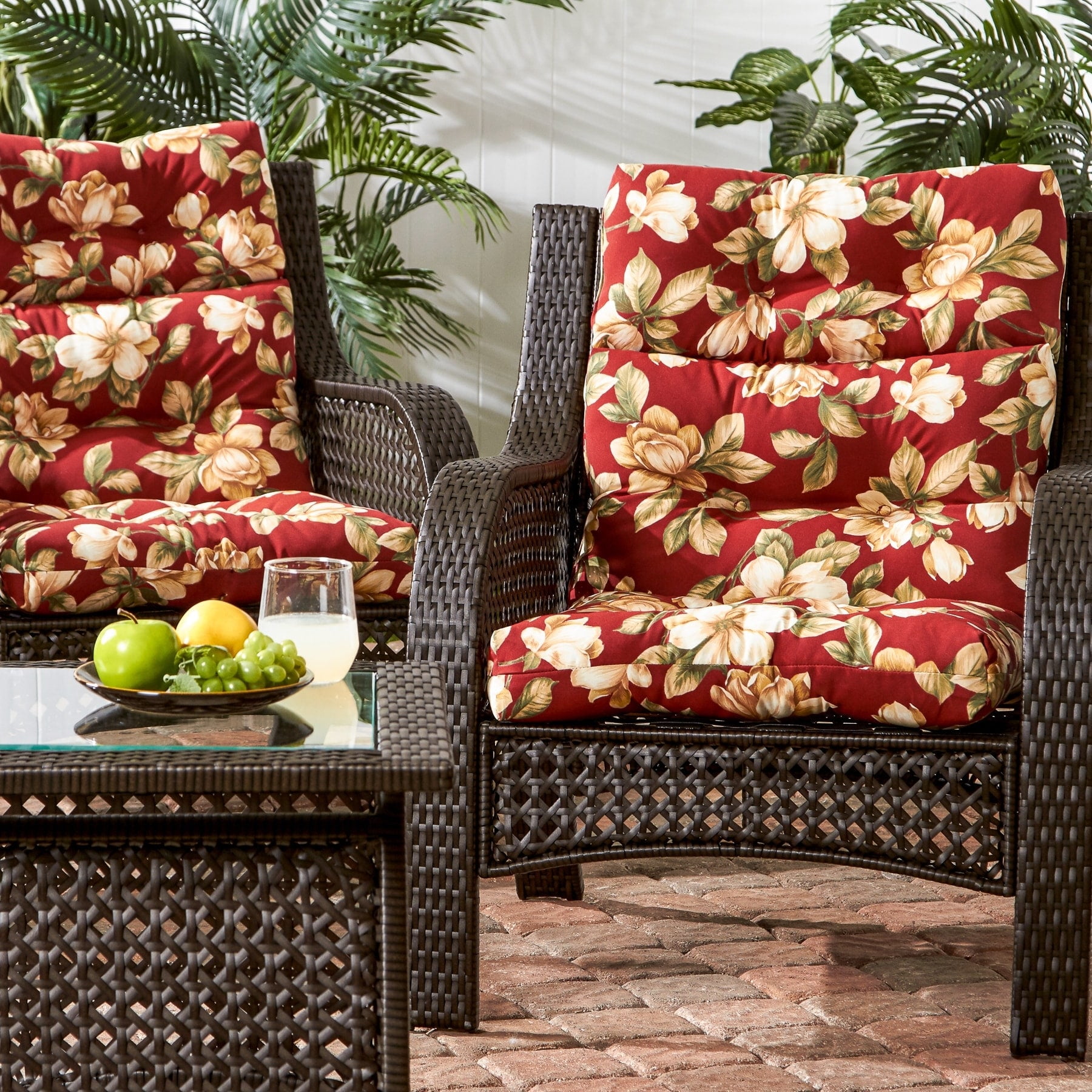Havenside Home Outdoor Floral High Back Chair Cushions (Cushions Only) (Set of 2) by