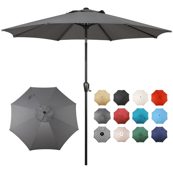 Havenside Home Sun-Ray 9' Round 8Rib Aluminum Market Umbrella, Base Not Included Natural