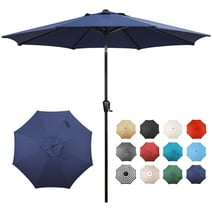 Havenside Home Sun-Ray 9' Round 8Rib Aluminum Market Umbrella, Base Not Included Navy Blue