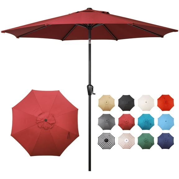 Havenside Home Sun-Ray 9' Round 8Rib Aluminum Market Umbrella, Base Not Included Red