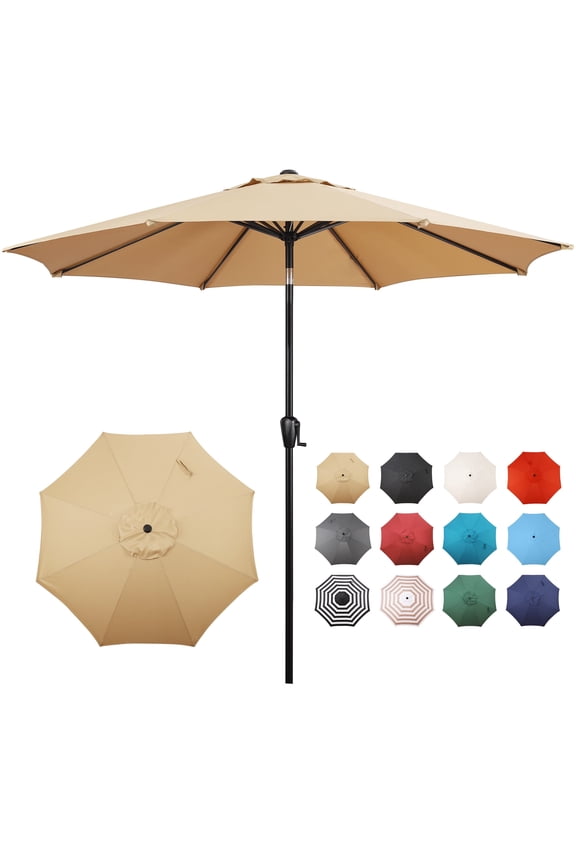 Havenside Home Sun-Ray 9' Round 8Rib Aluminum Market Umbrella, Base Not Included Taupe