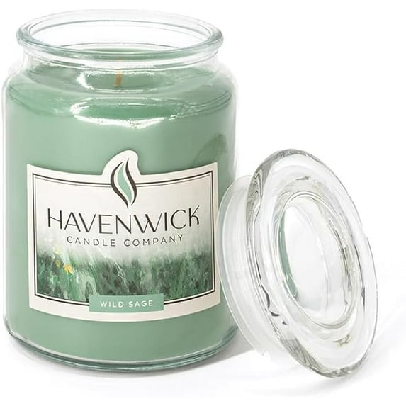 Havenwick Wild Sage Soy Blend 22-oz Large Jar Candle, Long Lasting 110-130 Hour Burn Time with Single Cotton Wick, Relaxing Scented Candles for New Home Gift & Housewarming Parties