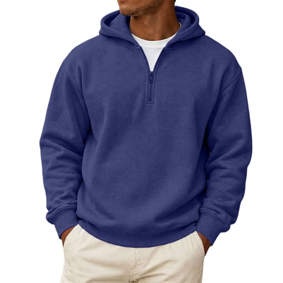 Havenx 1/4 Zip Up Hoodies for Men Fleece Lined Long Sleeve Sweatshirt with Pockets Hooded Pullover Sweatshirt Fall Winter Athletic Workout Casual Warm Clothes
