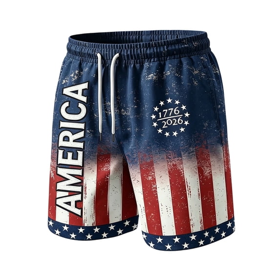 Havenx 250 Years Of American Independence Shorts for Men Drawstring American Flag Design Shorts with Pockets Elastic Waist Short Pant Freedom We the People Classic Summer Clothing,Navy M