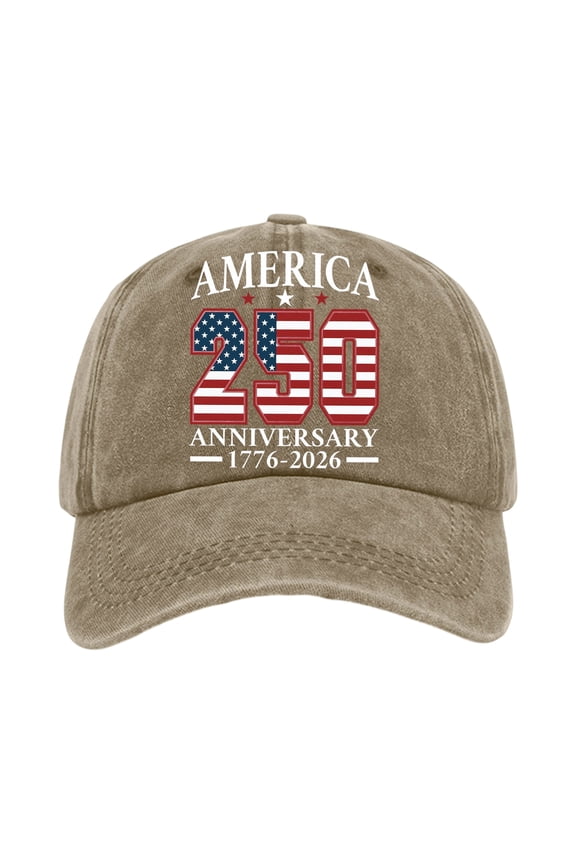 250 Years Of Freedom Hat Baseball Cap 4th Of July Patriotic Retro Adjustable Baseball Cap 1776-2026 Patriotic Flag Independence Day Cap Unisex,Khaki