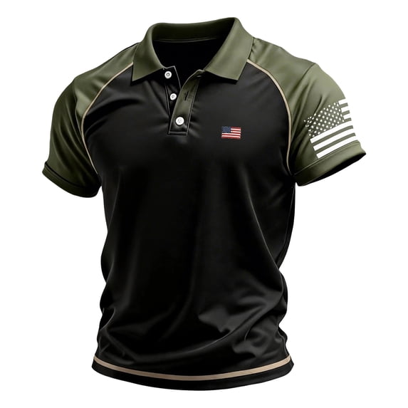 Havenx 250th Anniversary Usa Shirt for Men Short Sleeve Button Shirt American Flag Design Collared Polo Shirts Patriotic We the People 1776 Workout Tee Tops,Camouflage Green XL
