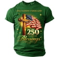 thumbnail image 1 of Havenx 250th Anniversary Usa Shirt for Men Short Sleeve Crew Neck Shirt American Flag Design T-Shirts Cross Patriotic 250 Years Of Freedom Top,Dark Green S, 1 of 4