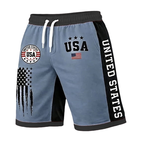 Havenx 250th Anniversary Usa Shorts for Men Drawstring American Flag Design Short with Pockets Elastic Waist Short Pants 1776–2026 Cross Patriotic We the People Clothing,Royal Blue 5XL