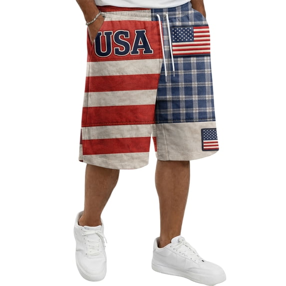 Havenx 250th Anniversary Usa Shorts for Men Drawstring American Flag Design Short with Pockets Elastic Waist Short Pants Patriotic We the People 1776 Workout Wear,Red S