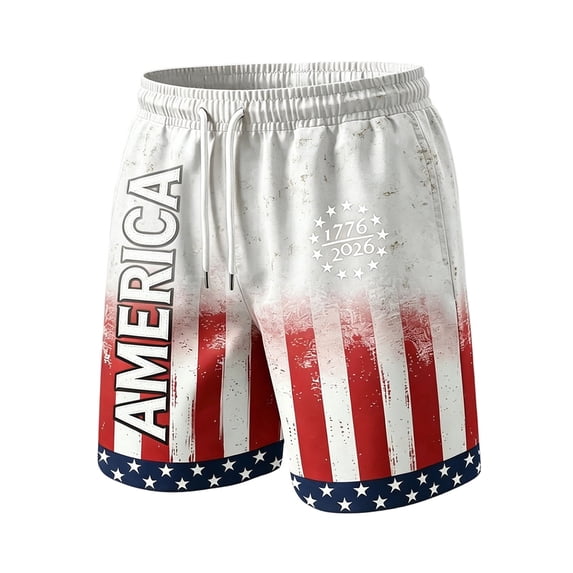 Havenx 250th Anniversary Usa Shorts for Men Drawstring American Flag Design Shorts with Pockets Elastic Waist Short Pant Freedom We the People Classic Summer Clothing,White 2XL