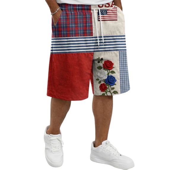 Havenx 250th Years Of American Freedom Shorts for Men Drawstring American Flag Design Short with Pockets Elastic Waist Short Pant Freedom We the People Classic Summer Wear,Vermilion 3XL