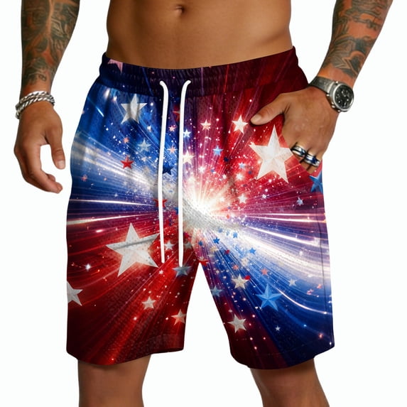 Havenx 250th Years Of American Freedom Shorts for Men Drawstring American Flag Design Shorts with Pockets Elastic Waist Short Pant 1776–2026 Patriotic Independence Day Clothes,Hot Pink 2XL