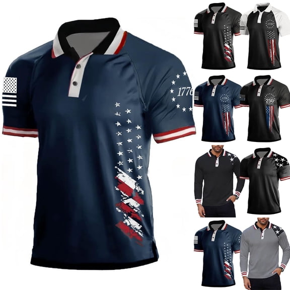 Havenx American Flag Patriotic 1776 T-Shirt for Men Button Down Short Sleeve Shirts Usa American Flag Tees Shirts 4th Of July Usa Patriotic Summer Tee Tops,Black 3XL