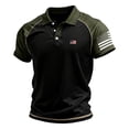 thumbnail image 1 of Havenx American Patriotic T Shirts for Men Short Sleeve Button Shirts American Flag Design Collared Polo Shirt 250 Years Of Freedom Cross Patriotic Top,Black S, 1 of 3