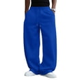 thumbnail image 1 of Havenx Baggy Sweatpants for Men Straight Wide Leg Drawstring Sweat Pants with Pockets Elastic Waist Open Bottom Sweatpants Loose Fit Soft Fall Winter Comfy Workout Trousers,Royal Blue L, 1 of 7