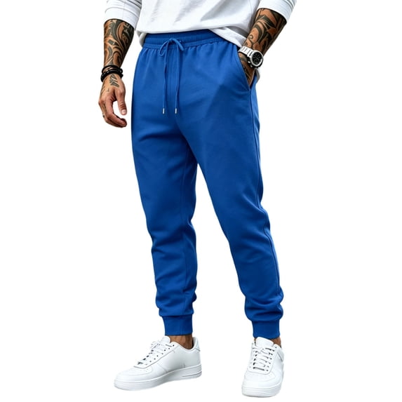 Havenx Baggy Sweatpants for Men Tapered Legs Drawstring Pants with Pockets Elastic Waist Open Bottom Sweatpants Athletic Comfy Y2k Fall Winter Loose Fit Streetwear,Blue 2XL