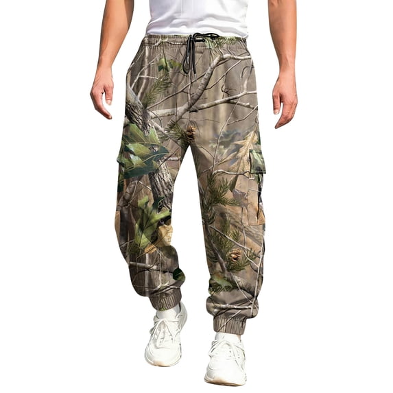 Havenx Camo Baggy Cargo Pants for Men Maple Leaf Print Elastic Waist Tapered Cargo Jogger Sweatpants with Pockets Wide Leg Trousers Loose Fit Y2k Workout Athletic Soft Clothes,Mint Green M
