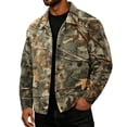 thumbnail image 1 of Havenx Camo Corduroy Jacket for Men Long Sleeve Button Down Shirt Jacket with Pockets Lapel Collar Camouflage Print Shacket Jacket Work Fall Winter Vintage Casual Loose Fit Clothing,Yellow S, 1 of 6