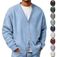 thumbnail image 1 of Havenx Cardigan Sweater for Men Waffle Knitted Button Sweaters V Neck Long Sleeve Textured Cardigans Classic Basic Relaxed Fit Loose Clothes,Beige XL, 1 of 6