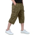 thumbnail image 1 of Havenx Cargo Capri Pants for Men Below the Knee Elastic Waist Shorts with Multi Pockets Trousers Athletic Work Hiking Relaxed Fit Travel Clothing,Brown M, 1 of 4