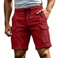 thumbnail image 1 of Havenx Casual Cargo Shorts for Men Elastic Waist Drawstring Cargo Shorts with Multi Pockets Stretch Knee Length Pant Comfort Athletic Relaxed Fit Outdoor Work Clothes,Red M, 1 of 5