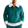thumbnail image 1 of Havenx Christmas Sweatshirts for Men 1/4 Zipper Fuzzy Flannel Long Sleeve Hoodies Big and Tall Soild Color Santa Hoodies Fleece Zipper Xmas Winter Tops,Dark Green XL, 1 of 4
