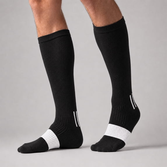 Havenx Compression Socks for Men Athletic Knee High Socks for Men Lightweight Breathable Moisture Wicking Socks for Yoga Travel Sports All‑Day Wear,Black L