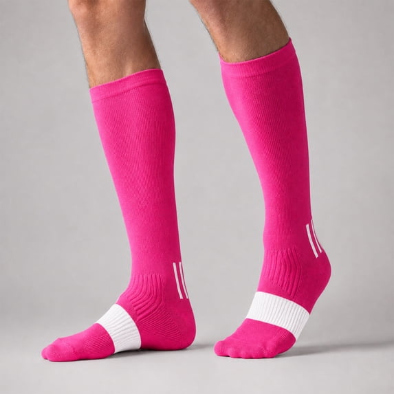 Havenx Compression Socks Men Knee High Socks for Men Flexible Graduated Support Socks for Running Long‑Distance Travel Office Commute Sports Wear,Hot Pink S