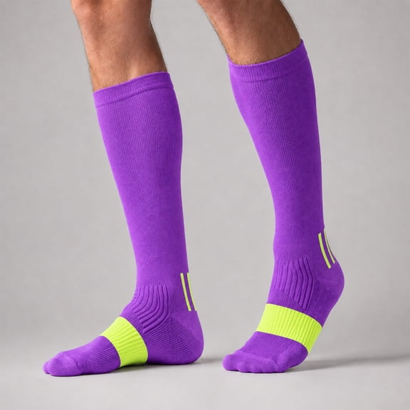 Havenx Compression Socks for Men Socks for Men Knee High Athletic Moisture Wicking Breathable Socks for Hiking Gym Workout Flight Outdoor Daily Wear,Purple L