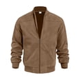thumbnail image 1 of Havenx Faux Suede Bomber Jacket for Men Full-Zip Long Sleeve Flight Coat with Pockets Stand Collar Jackets Soft 2026 Fall Lightweight Athletic Clothes, 1 of 4