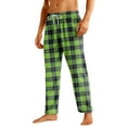 thumbnail image 1 of Havenx Flannel Pajamas for Men Microfleece Plaid Pj Bottoms 2025 Big and Tall Sleep Pants Elastic Waist Wide Leg Soft Sleep & Lounge Pants,Green XL, 1 of 6