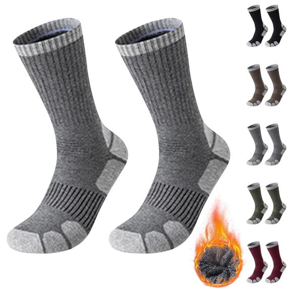 Havenx Fleece Compression Socks for Men Knee High Socks for Men Durable Moisture Wicking Socks for Long Travel Cycling Workout Casual All‑Day Sports Wear,Gray One Size