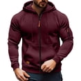 thumbnail image 1 of Havenx Full Zip Hoodies for Men Long Sleeve Drawstring Jackets with Pockets Hooded Sweat Shirts Gym Hiking Outdoor Fall Winter Athletic Clothes,Wine 3XL, 1 of 7