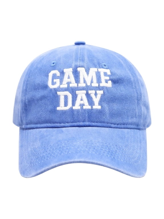 Game Day 3D Puff Embroidered Baseball Cap, Vintage Hat for Women Men Mom, Sports Fan Gift for Football Basketball,Light Blue
