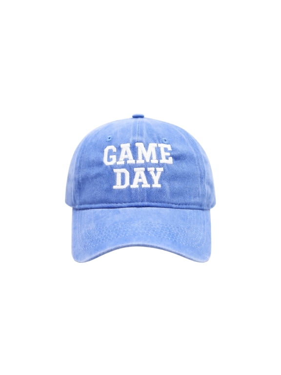 Game Day 3D Puff Embroidered Baseball Cap, Vintage Hat for Women Men Mom, Sports Fan Gift for Football Basketball,Light Blue