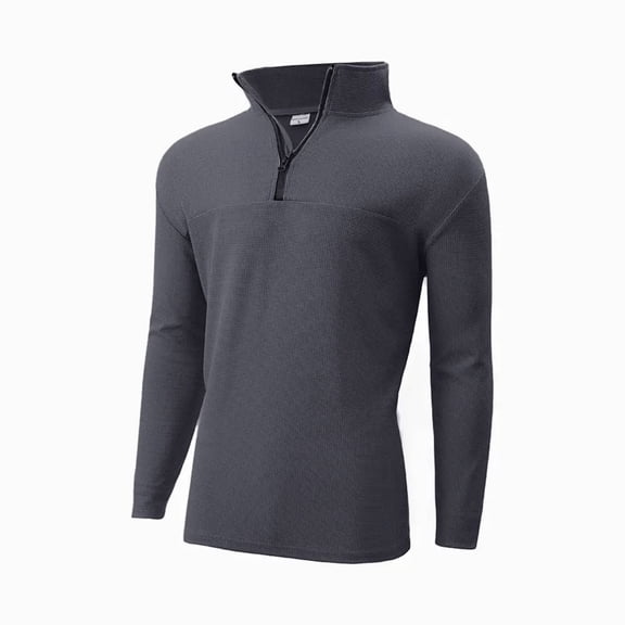 Havenx Golf Polo Shirt for Men Button Collar Long Sleeve Pullover Sweater Button Knitted Golf Shirts Collar Solid Color Soft Breathable Regular Fit Comfy Casual Polo,Dark Gray XL