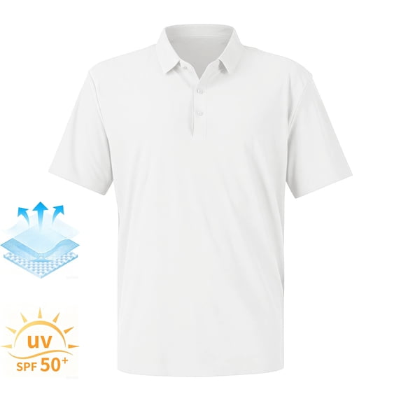 Havenx Golf Shirts for Men Short Sleeve Quick Dry Performance Polo Shirts Collared 3 Buttons Moisture Wicking Golf Shirt Athletic Golf Work Casual Sports Lightweight Wear,White 2XL