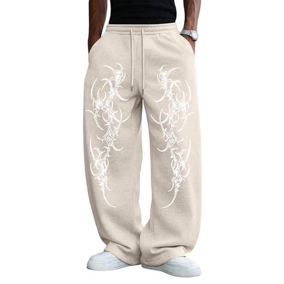 Havenx Gothic Graphic Joggers for Men Elastic Waist Drawstring Sweatpant with Pockets Wide Leg Joggers Athletic Relaxed Fit Punk Hip Hop Streetwear,Complexion S