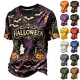 thumbnail image 1 of Havenx Halloween Shirt for Men Pumpkin Print Shirt Short Sleeve Crew Neck T-Shirt Spooky Scary Fashion Funny Lightweight Casual Top,Red XL, 1 of 5