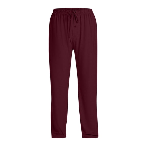 Havenx Lounge Pants for Men Stretchy Elastic Waist Pant Drawstring Long Sweatpants with Pockets Soft Casual Comfortable Loose Fit Solid Color Bottom,Wine 3XL