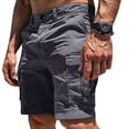 thumbnail image 1 of Havenx Men Cargo Shorts Knee Length Elastic Waist Short with Multi Pockets Stretch Button Pant Travel Work Lightweight Summer Outdoor Hiking Clothing,Gray 3XL, 1 of 4
