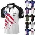 thumbnail image 1 of Havenx Men's 250th Anniversary Usa Shirt American Flag Print Button Down Polo Shirt Short Sleeve Tshirts Patriotic 4th Of July Golf Work Tees,Red S, 1 of 3