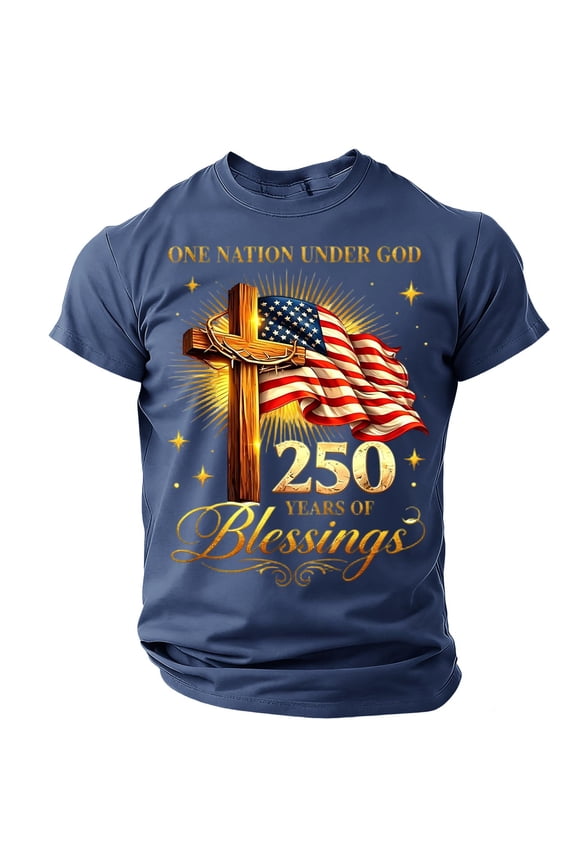 Men's 250th Anniversary Usa Shirt Short Sleeve Crewneck Shirt American Flag Design T-Shirts Freedom We the People Classic Summer Top,Navy 3XL