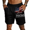 thumbnail image 1 of Havenx Men's 4th Of July Shorts Mesh Drawstring Elastic Waist Short with Pockets Fast Dry Short Pants Athletic Running Training Summer Beach Sportswear,Black XL, 1 of 5
