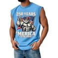 thumbnail image 1 of Havenx Men's 4th Of July Shirts American Flag Design Sleeveless Shirt Crewneck Graphic Tanks 250 Years Of Freedom 4th Of July Tees,Light Blue XL, 1 of 3