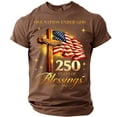 thumbnail image 1 of Havenx Men's 4th Of July Shirts Short Sleeve Crew Neck Shirts American Flag Design T-Shirt 250 Year American Anniversary Freedom Top,Brown XL, 1 of 4