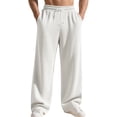 thumbnail image 1 of Havenx Men's Baggy Sweatpants Straight Wide Leg Drawstring Sweat Pants with Pockets Elastic Waist Open Bottom Sweatpants Loose Fit Soft Fall Winter Comfy Workout Streetwear,White L, 1 of 8
