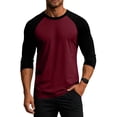 thumbnail image 1 of Havenx Men's Baseball Shirt Raglan 3/4 Long Sleeve Crew Neck Shirts Color Block Moisture Wicking T-Shirt Soft Basic Sports Baseball Lightweight Top,Wine 2XL, 1 of 5