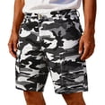 thumbnail image 1 of Havenx Men's Camo Cargo Shorts Knee Length Elastic Waist Shorts with Multi Pockets Stretch Button Pant Outdoor Hiking Camping Relaxed Fit Casual Clothes,White 4XL, 1 of 4